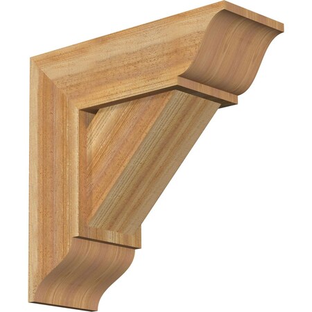 Ekena Millwork Traditional Traditional Rough Sawn Bracket w/ Offset Brace, Western Red Cedar, 8"W x 22"D x 22"H BKT0806X22X22TRA01RWR